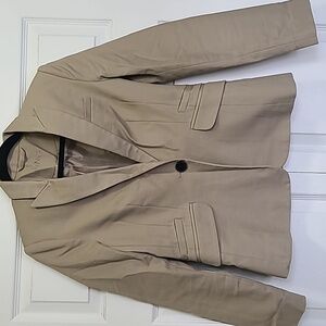 MNG by MANGO Woman's‎ Size 6 Stretch Cotton Blazer Beige Single Button Da…